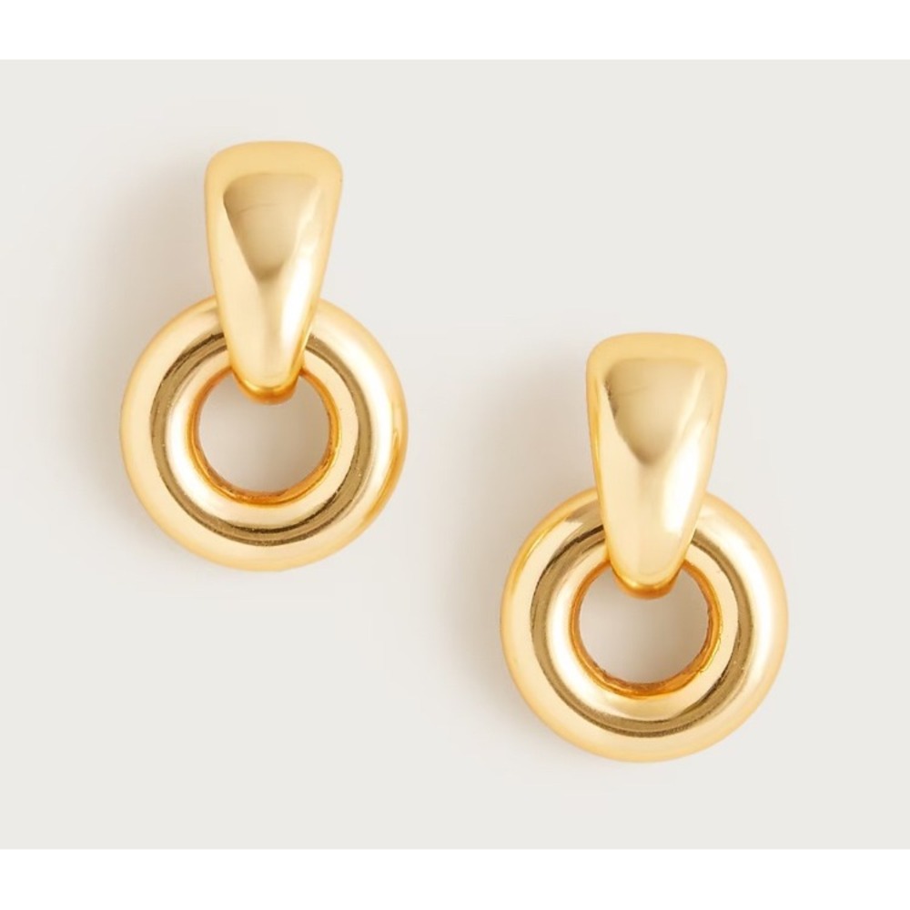 J.Crew Gold Tone Door Knocker Statement Drop Earrings YL5433 New Old Money 80's